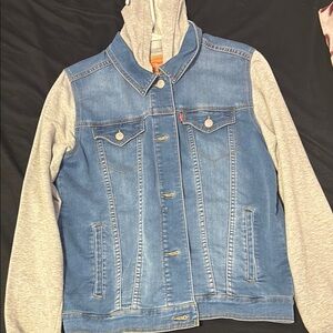 Levi's Blue Denim Jacket with Gray Sleeves